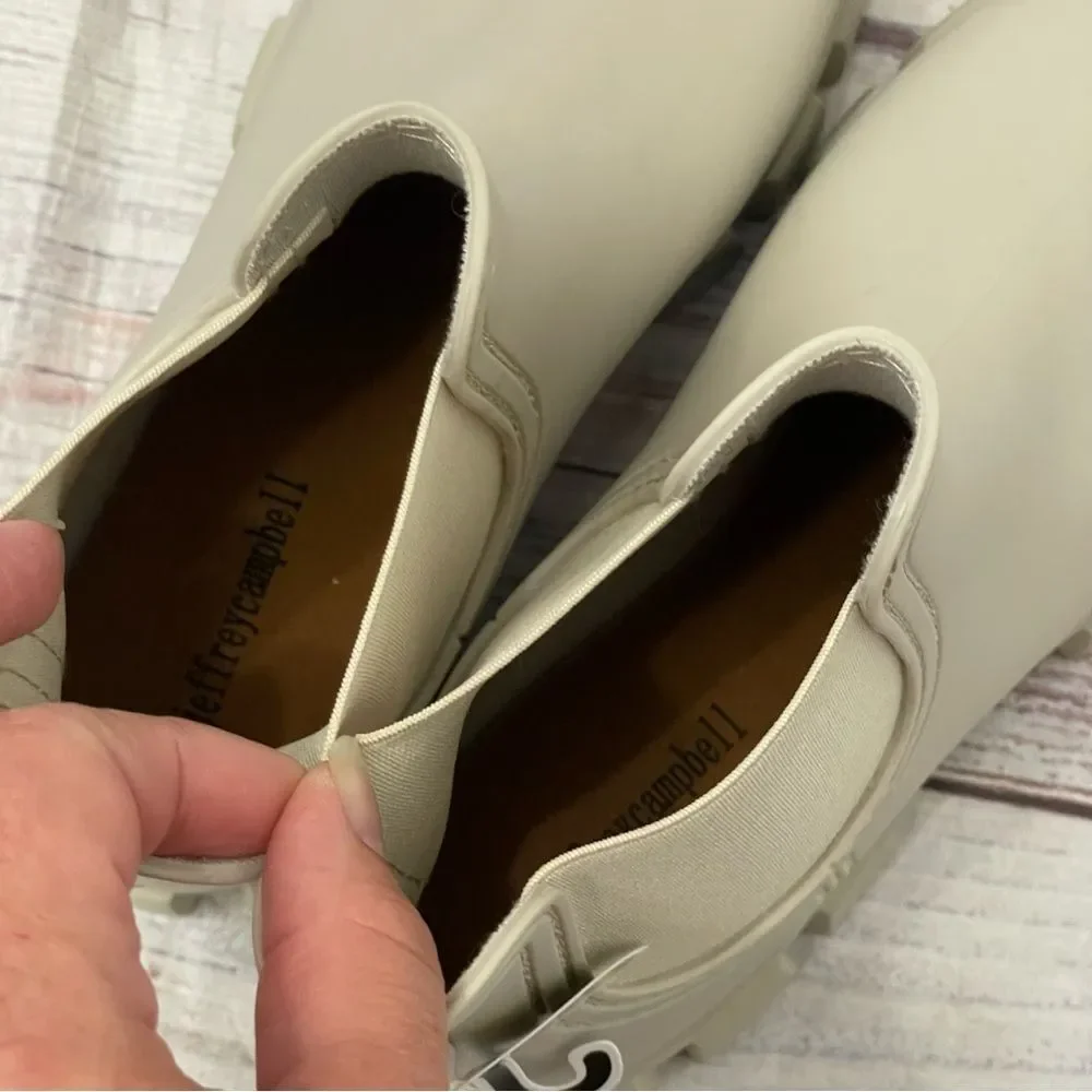Jeffrey Campbell Chelsea Rain Boots Lug Sole Ivory NEW Size 10